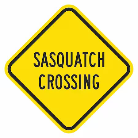 Lyle T1-1595-Dg_12X12 Sasquatch Crossing Traffic Sign, 12 In H, 12 In W,