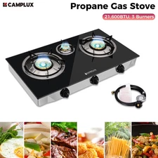 Camplux 3 Burners Propane Stove Moveable RV Kitchen Gas Stovetop Outdoor Cooker