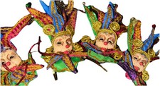 Maschera Martedì Grasso Vintage Ceramica Dipinta Giullare New Orleans Ornamento Collezione