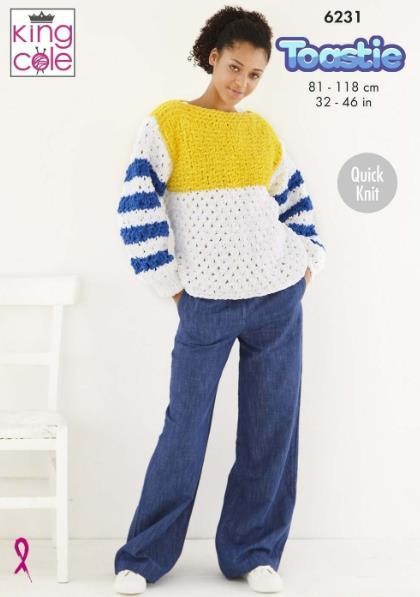 Ladies Knitting Pattern Women’s Sweater & Cardigan King Cole 6231 - Image 5