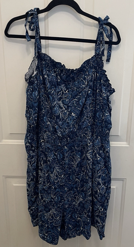 Torrid blau Blumen Challis Bindeband Strampler Damen 3X Taschen Boho Urlaub