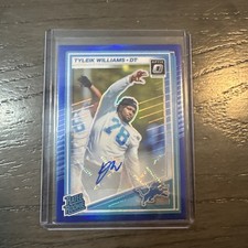 2025 Panini Donruss Optic Tyleik Williams Blue Rated Rookie Auto /149 Lions