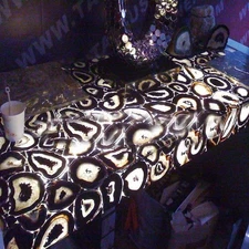 30"x12" Black Geode Agate Console Slab Top, Black Agate Countertop Slab Decor