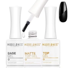 Matte Gel Top Coat,No Wipe Gel Top and Base Coat,Matte Top Coat, 3 X 10 ML Soak