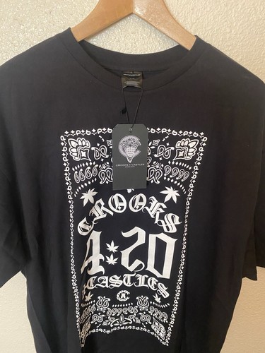 Crooks & Castles Men's Shirt 420 Paisley Crewneck Tee Black Size XL NEW NWT - Picture 2 of 11
