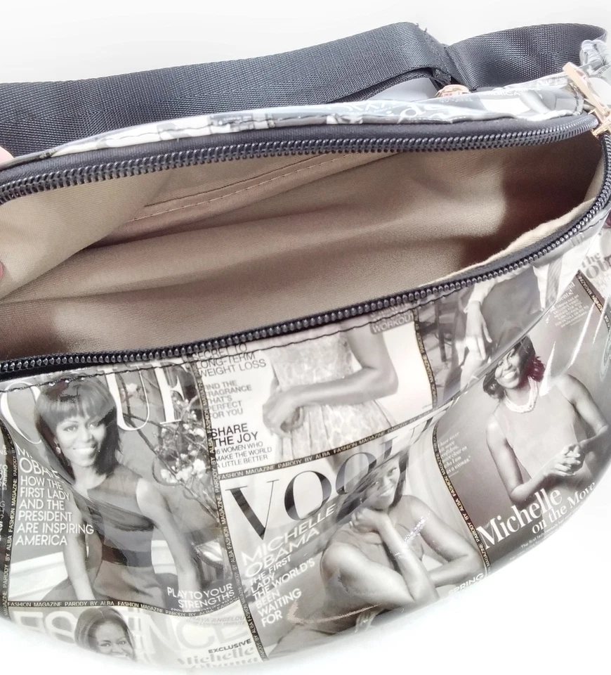 Michele Obama Mujer Damas Negro/Marfil Foto Riñonera Bolso de Hombro Foto 3 de 3