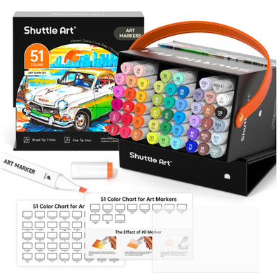 Shuttle Art Alkohol Marker Set 50 Farben Dual Tip Dauereinsatz