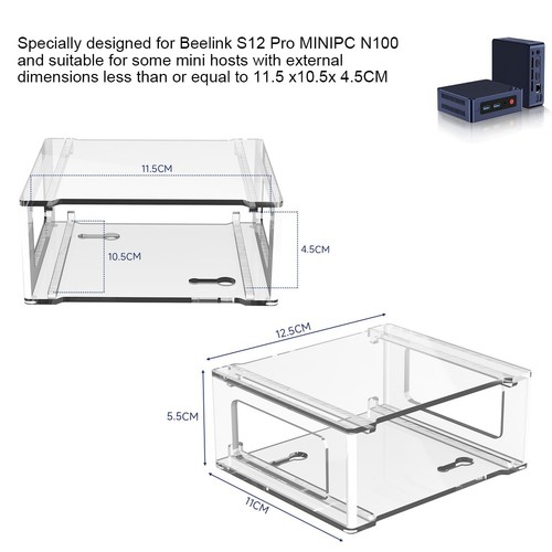 Under Desk Acrylic Mount Stand for Beelink S12Pro Mini PC Modern Aesthetic - Afbeelding 7 van 14