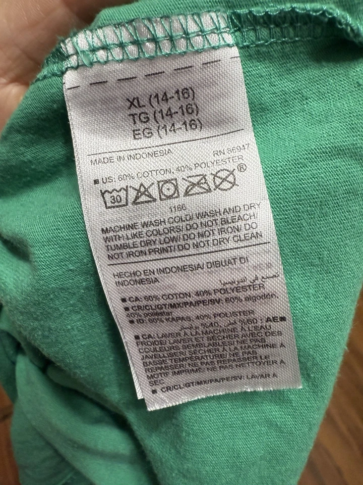 Peanuts Niño Camiseta Verde Talla XL Manga Corta Foto 3 de 3