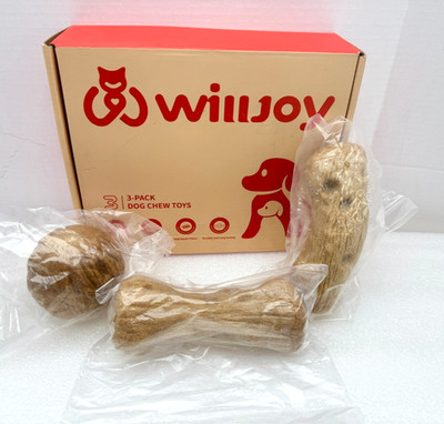 3pk Lg Dog Aggressive Chewer Chew toy Pine wood/Nylon/Bacon flavor by Willjoy