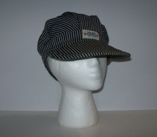 Vintage Rugged K Union Made Welder Striped Railroad Conductor Denim Hat