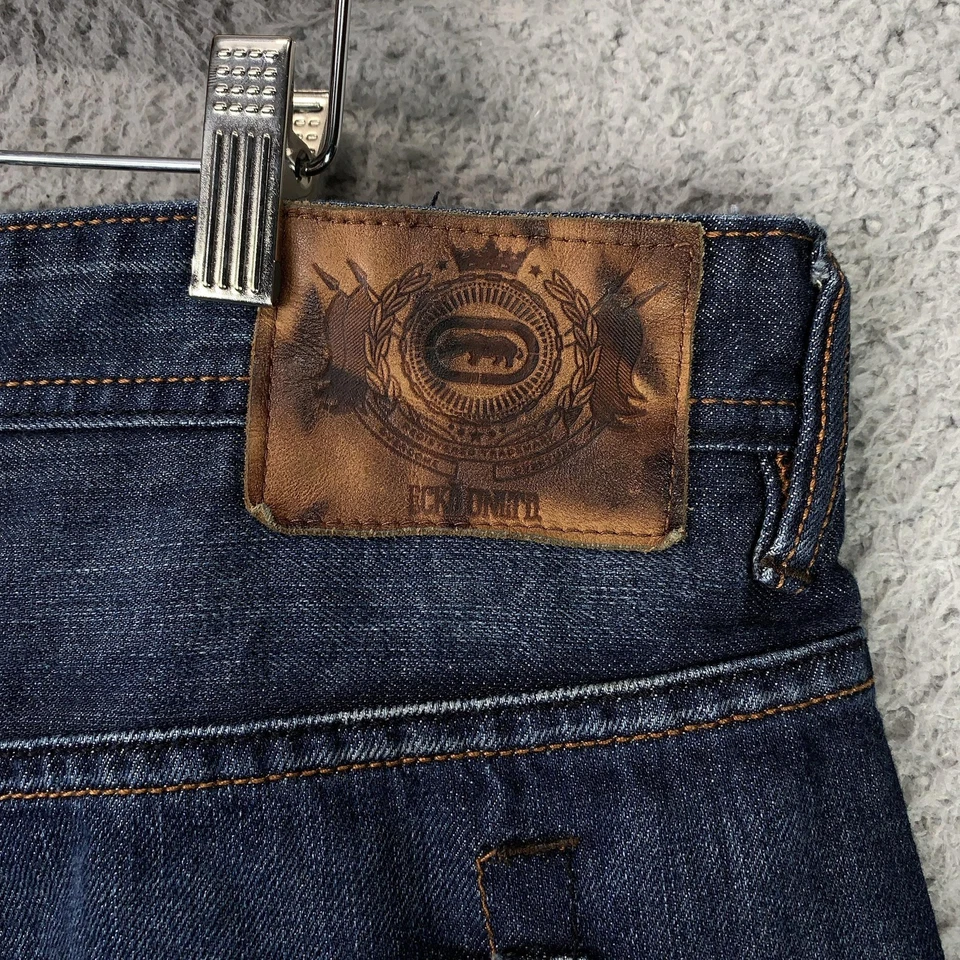 Pantalones Cortos de Denim Ecko Unltd Para Hombres 42 Calce Suelto Bordado Rinoceronte Ropa de Calle Foto 3 de 4