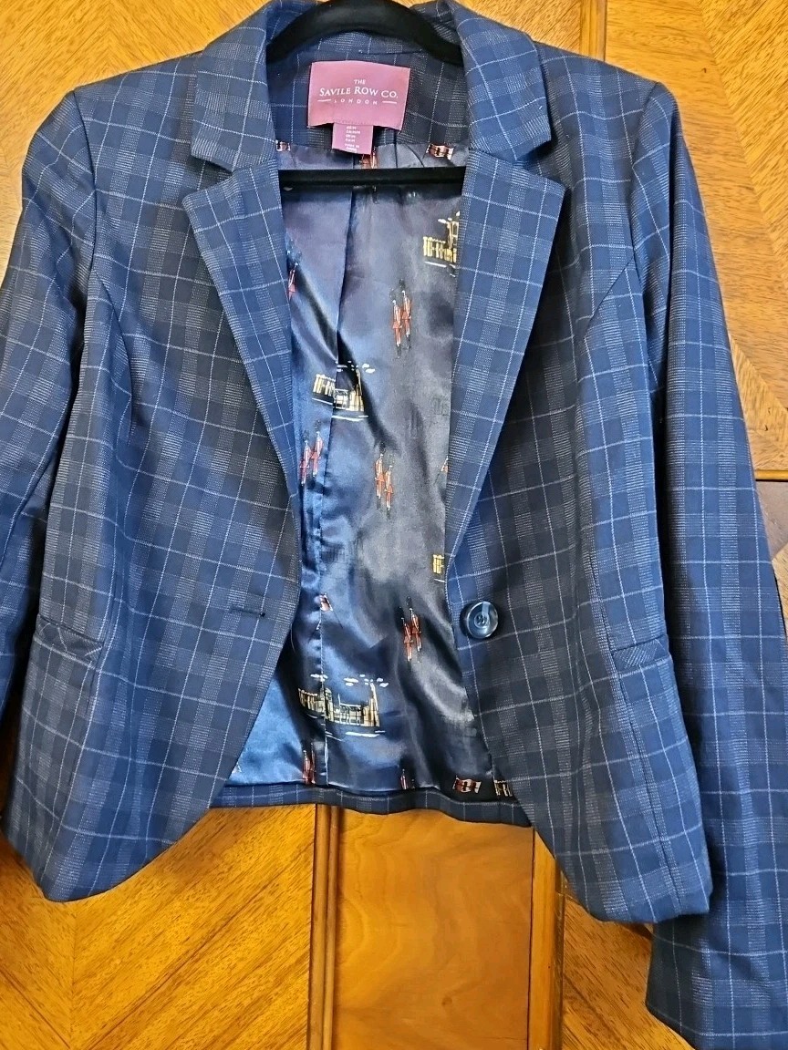 FILA Saville Row Donna Taglia Media Grigio Blu Plaid Monopetto Preppy Vita...