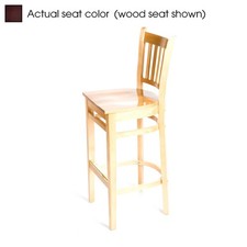 Oak Street Mfg Verticalback Natural Wood Barstool w/Wine Vinyl Seat