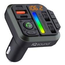 IQ SOUND  2-in-1 FM Transmitter and Dual USB-C Car Charger with Bass and...