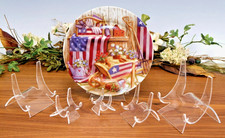 5 ASSORTED Curved Display Stands Clear Acrylic Easel Rock Fossil Mineral Stand