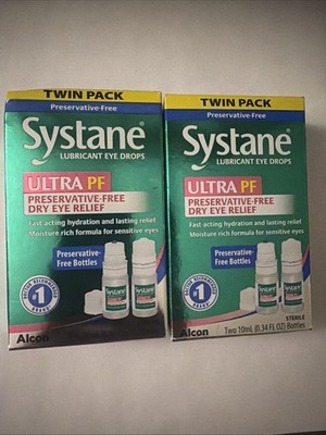Systane Ultra PF Twin Pack Eye Drops Two 10mL Bottles X2 Exp 2027