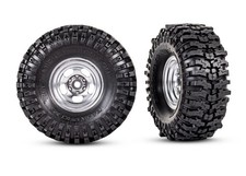 TRA9872 Pre-mounted 1" Satin Wheels w/ MT Baja Pro Tires (2) TRX-4M