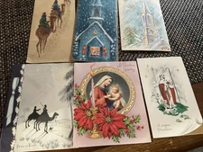 Six Vintage Religious Christmas Greeting Cards