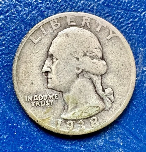 1938-S Washington Quarter. 90% Silver F-VF Condition. Charity Auction.
