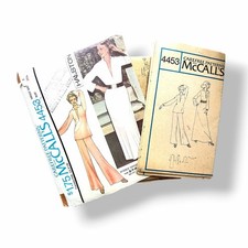 1970s McCall's 4453 Halston Stretch Knit Deep V Dress Top Pants Size 8 Bust 31.5