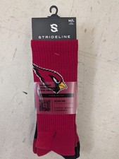Strideline Arizona Cardinals Crew Socks M/L Red Black Cushioned Knit 1 Pair