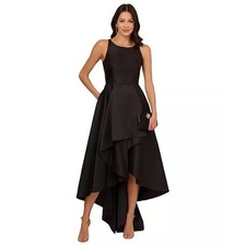 NWT ADRIANNA PAPELL Black Mikado High Low Sleeveless GOWN DRESS Size 10