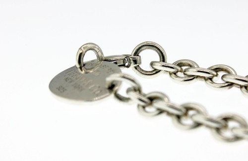 Return To Tiffany & Co 925 Sterling Silver 22mm Oval Tag Choker Necklace 15.5" - Picture 6 of 8
