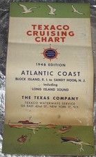 1948 Texaco Cruising Chart Atlantic Coast Block Island RI To Sandy Hook NJ