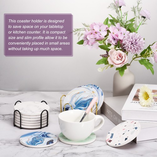 Coaster Holder 4" for Both Round and Square Holds 8 Coasters Gold - 第 6/6 張圖片