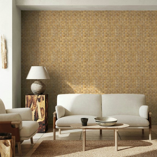 Vliestapete Holzoptik Flechtmotiv 3D-Effekt Grafisch Beige 45739 (4,31€/1Qm)-image