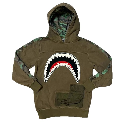 HUDSON OUTERWEAR Shark Hoodie Sweatshirt Kids Youth Large Camouflage Green Camo