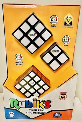 Rubik's Tiled Trio Bundle 2x2 Mini 3x3 Cube 4x4 Master 3D Puzzle Game New