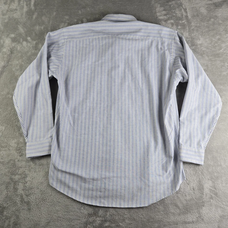 Camisa Gant Para Hombre 17 34/35 Azul Amarillo Rayas Manga Larga Arrugas Menos Carrera Foto 3 de 4