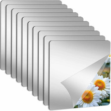 Abyssaly 10 Pack Acrylic Mirror Tiles, 11.8" X 11.8" Stick on Mirrors for Wall,