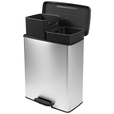 Curver Mülleimer Deco Bin Slim 52l Abfallbehälter Hygienisch Silber - Wie Neu