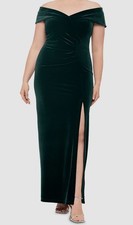 X by Xscape Women's Green Velvet Off-Shoulder Cap Sleeve Dress Plus Size 16W