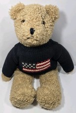 Ty 1990 Patriot Brown Stuffed Bear 17" Tall Retired American Flag Blue Sweater