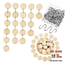 Pack of 100 Christmas Wooden Tags with 2 Holes Round Wooden Discs and 100