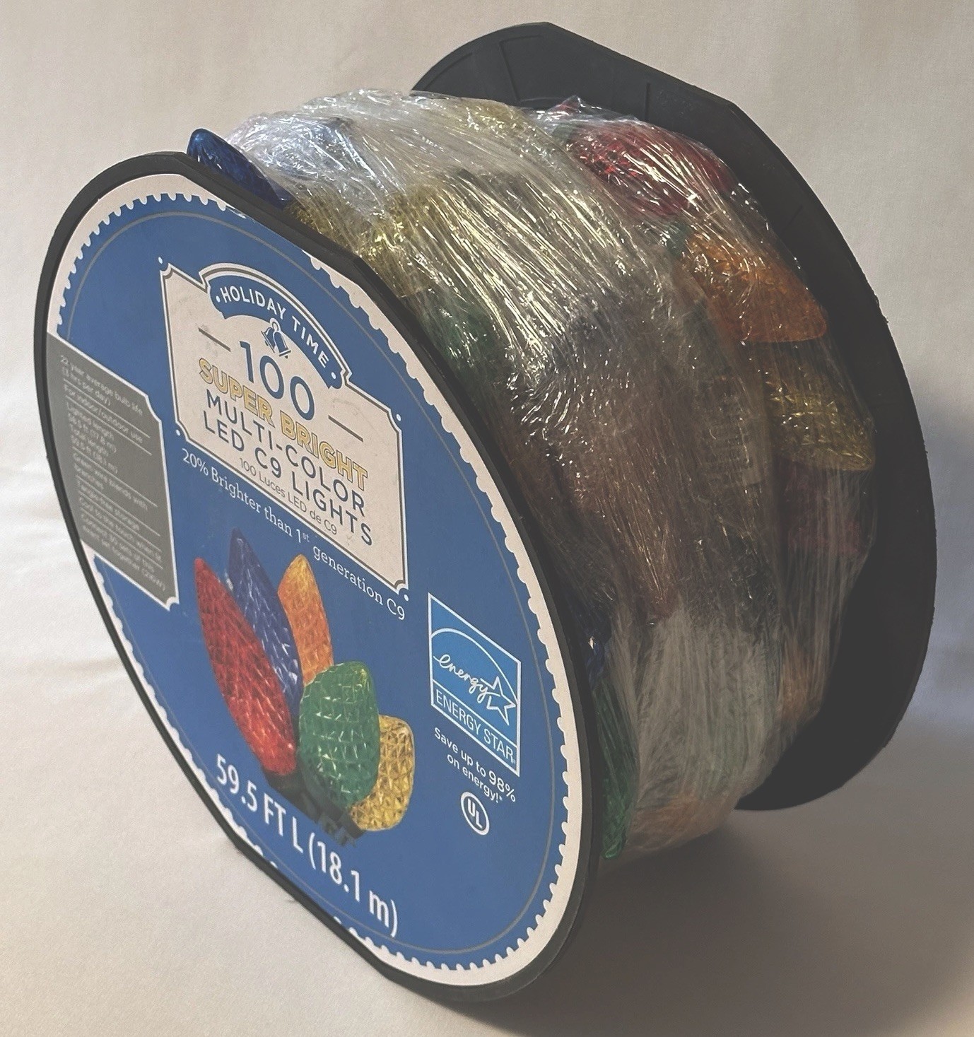 NEW Home Accents Holiday 100 LED Multi-Colored Faceted C9 Lights 65 ft. 4 in.