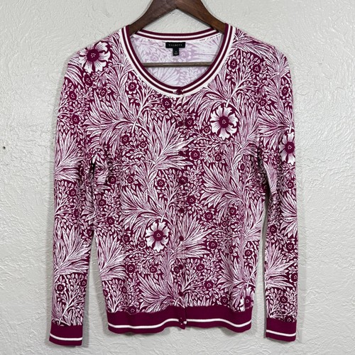 Talbots Cardigan Maglione Piccolo Floreale Giardino Casetta Country Western Femminile