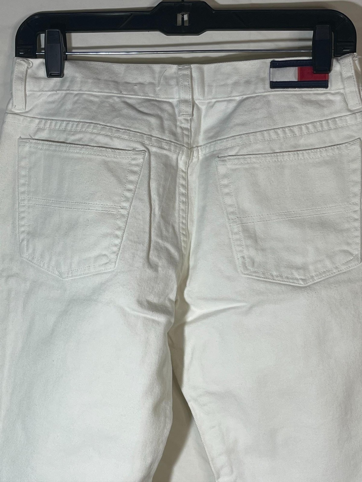 tommy jeans capris short pants white zip up button pockets cotton size 9  waist image 9