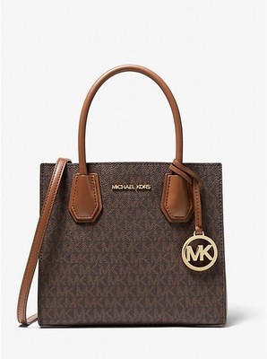 MICHAEL KORS Mercer 35S1GM9M2B Medium Logo and Leather Accordion Crossbody Bag