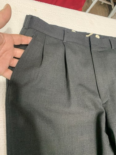 Lands End Men’s Charcoal Gray 100% Wool Dress Pants 36x31 Cuffed Not Lined - Picture 2 of 18