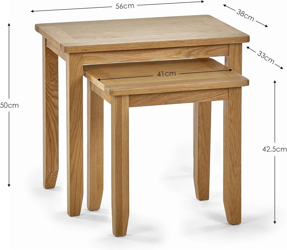 Oak Wood Nesting End Tables Set of 2 Rectangular Space Saving Side Table - Image 2 of 4