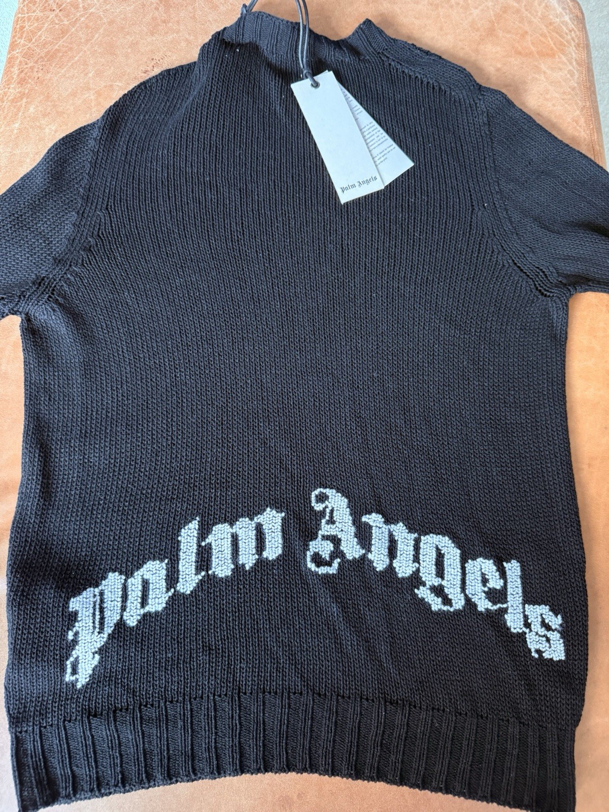 Palm Angels Grey Curved Logo Jumper