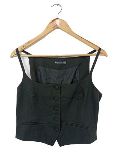 STRADIVARIUS Top con bretelline Donna Top Taglia IT 42 nero stile casual - Foto 5 di 5