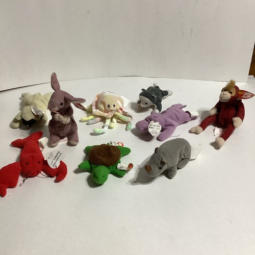 Vintage Ty Teenie Babies, Lot Of 9 With Tags,G/VG Condition See Details - Picture 1 of 10