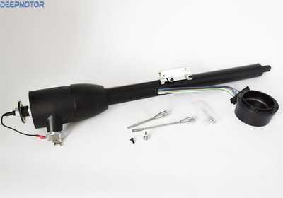32'' Manual Column Floor Shift Tilt Steering Column w/ Key & Wheel Adapter Black