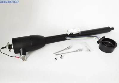 32" Manual Column Floor Shift Tilt Steering Column w/ Key & Wheel Adapter Black - Imagen 1 de 4